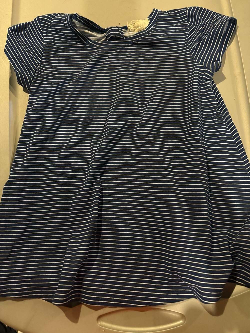 Ween Dress Size 10 Blue White Striped Short Sleeve Casual Tee Dress